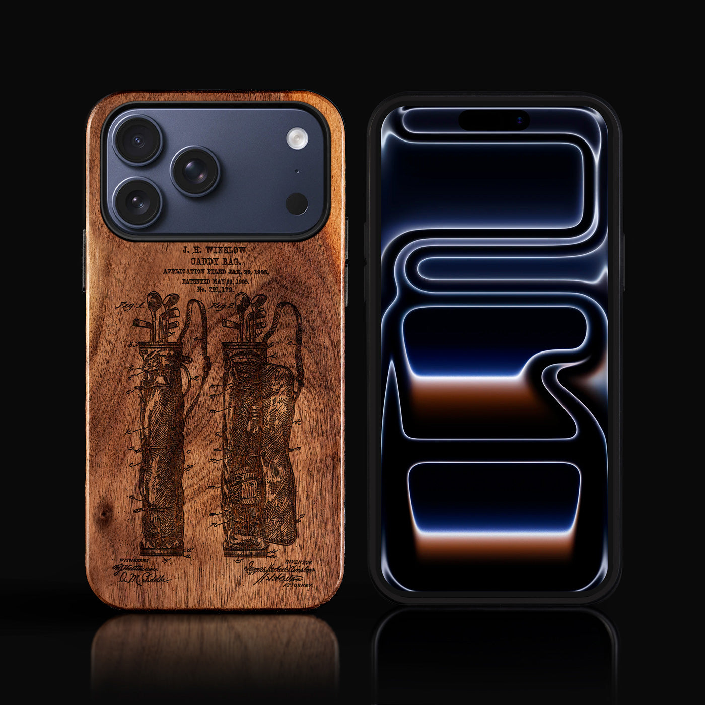 Custom Golf Bag Patent iPhone Case - Carved Wood Golf Cover | Gifts For Golfers