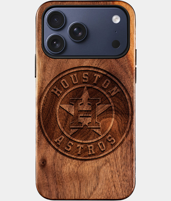 Custom Houston Astros iPhone 17/17 Pro/17 Pro Max/17 Air Case - Wood Golden Knights Cover - Eco-friendly Houston Astros iPhone 17 Case - Carved Wood Custom Houston Astros Gift For Him - Monogrammed Personalized iPhone 17 Cover By Engraved In Nature