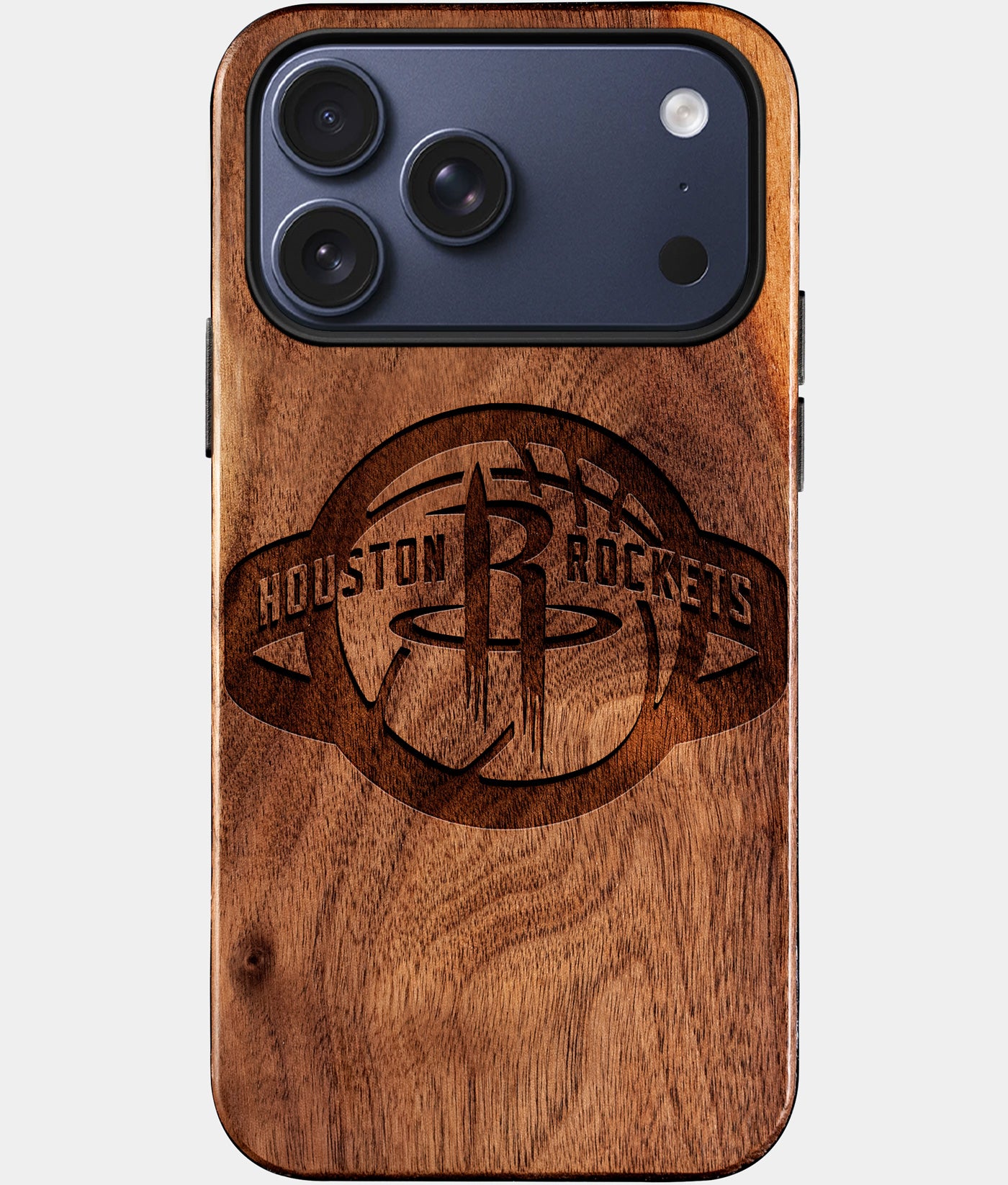 Eco-friendly Houston Rockets iPhone 17 Pro Max Case - Carved Wood Custom Houston Rockets Gift For Him - Monogrammed Personalized iPhone 17 Pro Max Cover By Engraved In Nature