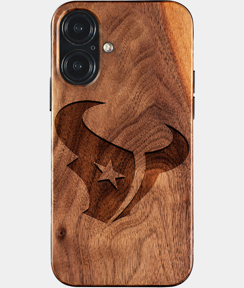 Eco-friendly Houston Texans iPhone 17 Case - Carved Wood Custom Houston Texans Gift For Him - Monogrammed Personalized iPhone 17 Cover By Engraved In Nature