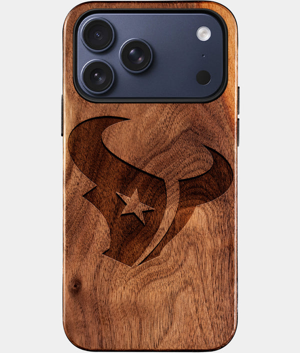Custom Houston Texans iPhone 17/17 Pro/17 Pro Max/17 Air Case - Wood Texans Cover - Eco-friendly Houston Texans iPhone 17 Case - Carved Wood Custom Houston Texans Gift For Him - Monogrammed Personalized iPhone 17 Cover By Engraved In Nature