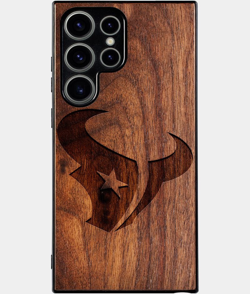 Best Wood Houston Texans Samsung Galaxy S25 Ultra Case - Custom Engraved Cover - Engraved In Nature