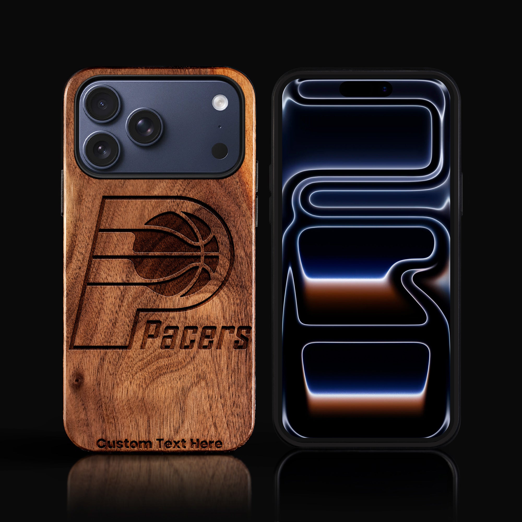 Custom Indiana Pacers iPhone 17/17 Pro/17 Pro Max/17 Air Case - Carved Wood Pacers Cover