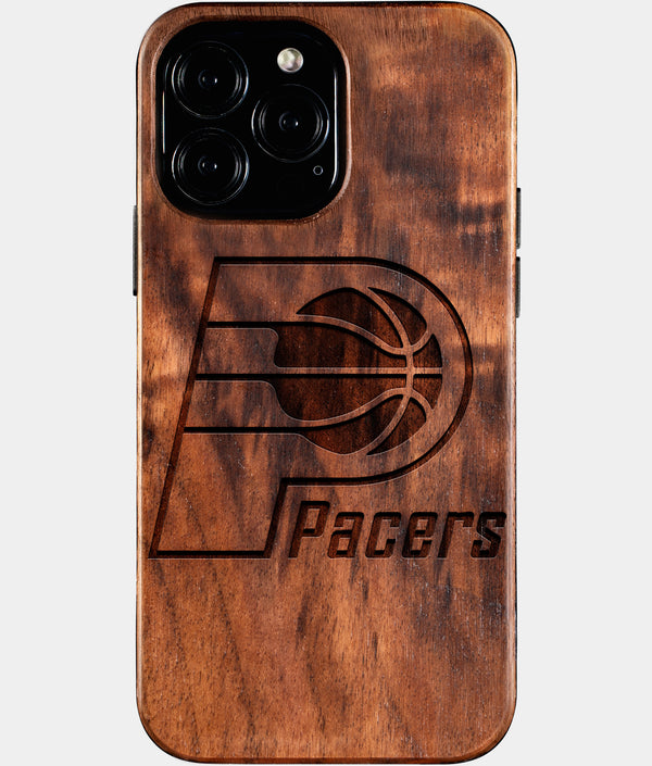 Custom Indiana Pacers iPhone 16/16 Pro/16 Pro Max/16 Plus Case - Wood Pacers Cover - Eco-friendly Indiana Pacers iPhone 16 Case - Carved Wood Custom Indiana Pacers Gift For Him - Monogrammed Personalized iPhone 16 Cover By Engraved In Nature