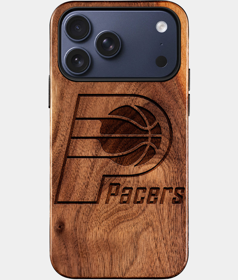 Eco-friendly Indiana Pacers iPhone 17 Pro Case - Carved Wood Custom Indiana Pacers Gift For Him - Monogrammed Personalized iPhone 17 Pro Cover By Engraved In Nature