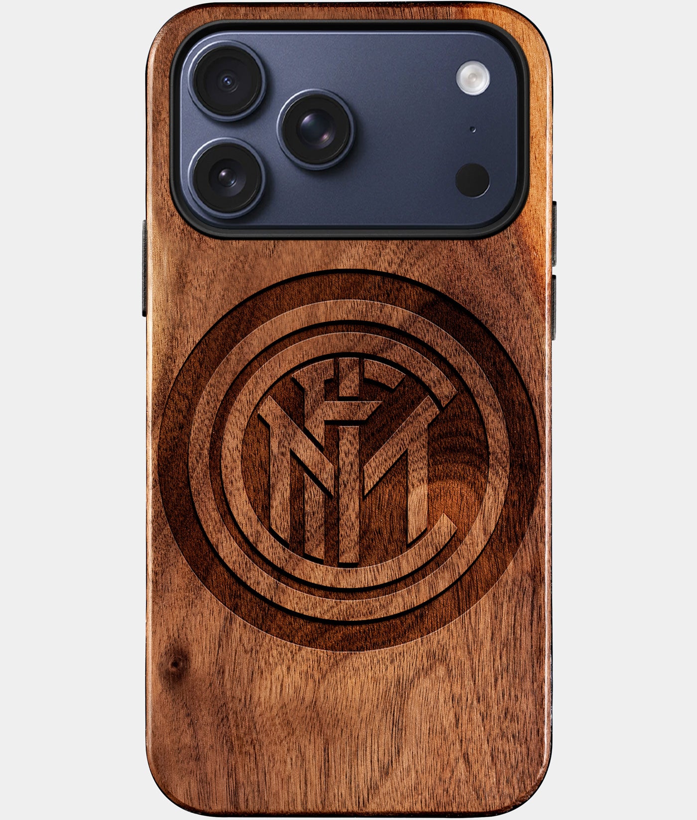 Eco-friendly Inter Milan FC iPhone 17 Pro Case - Carved Wood Custom Inter Milan FC Gift For Him - Monogrammed Personalized iPhone 17 Pro Cover By Engraved In Nature