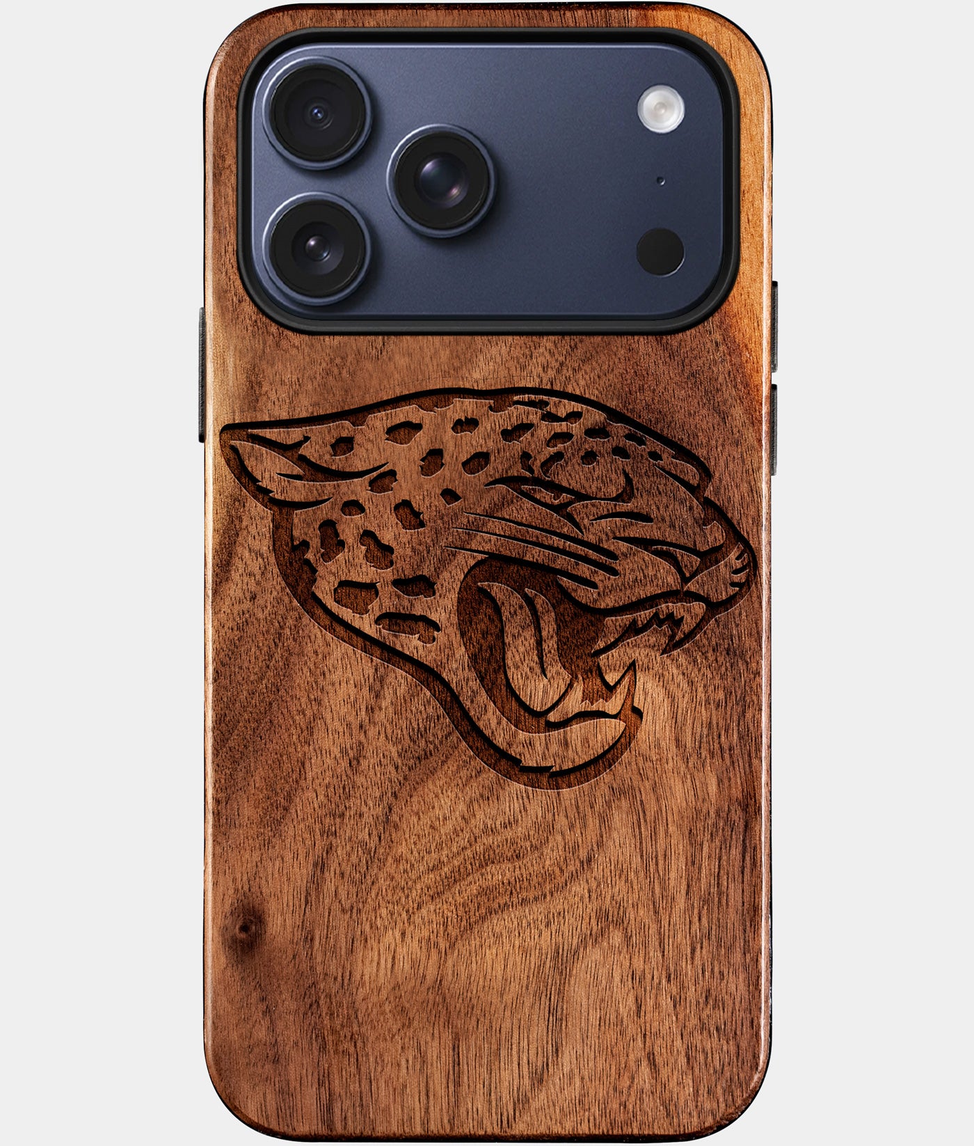 Eco-friendly Jacksonville Jaguars iPhone 17 Pro Max Case - Carved Wood Custom Jacksonville Jaguars Gift For Him - Monogrammed Personalized iPhone 17 Pro Max Cover By Engraved In Nature