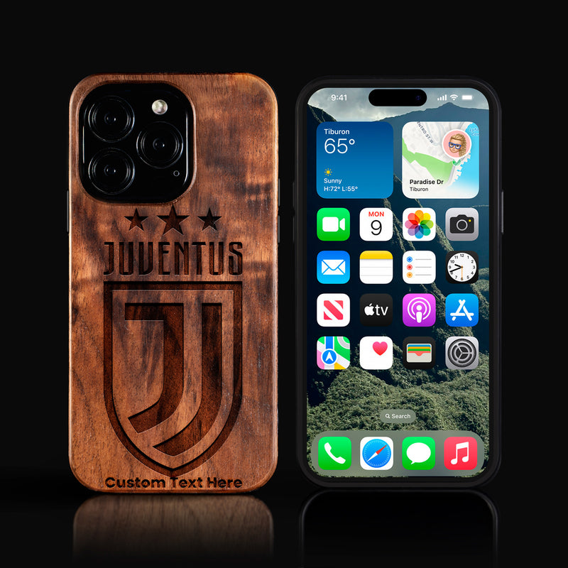 Custom Juventus Club iPhone 16/16 Pro/16 Pro Max/16 Plus Case - Carved Wood Juventus Club Cover