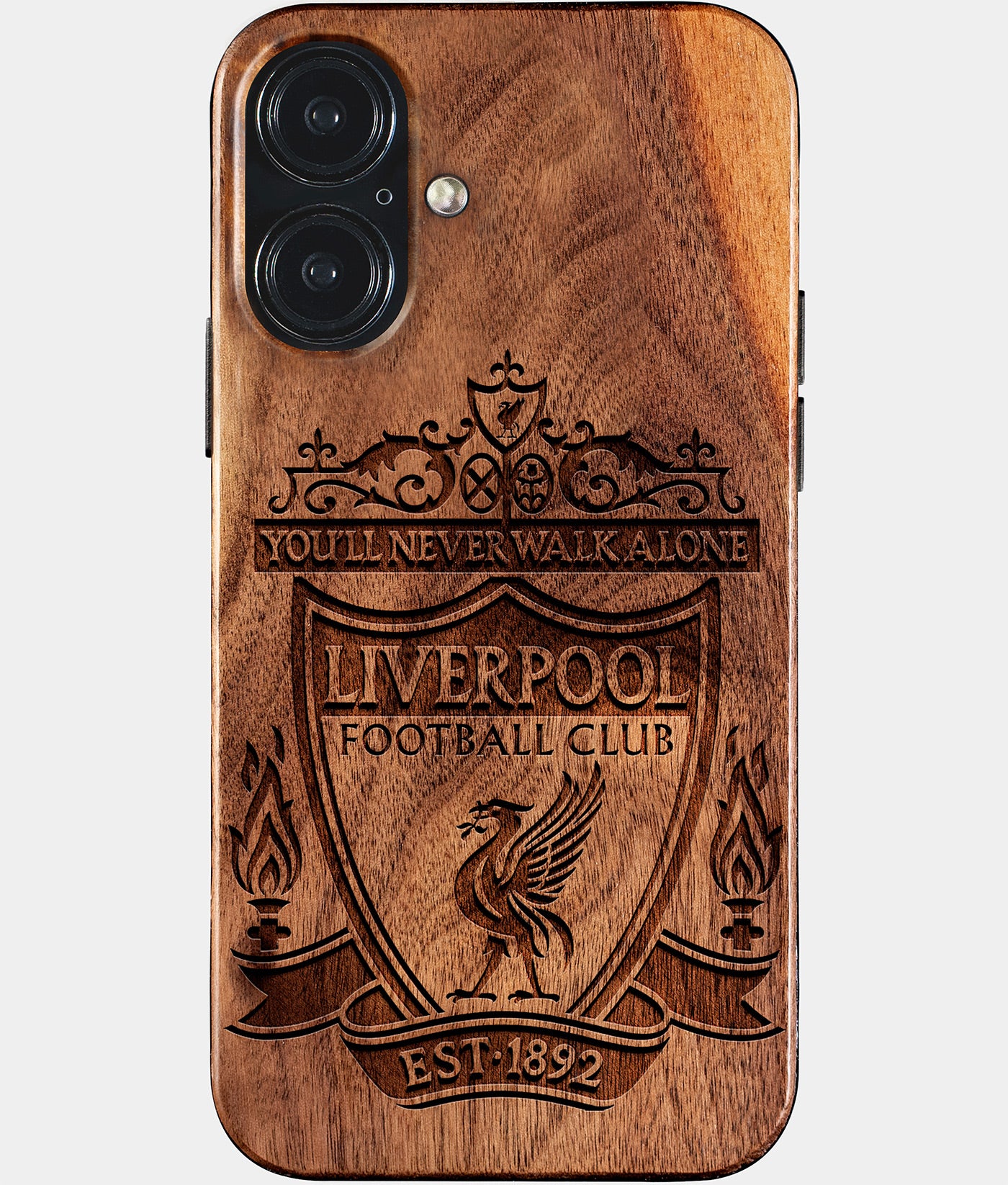 Eco-friendly Liverpool FC iPhone 17 Case - Carved Wood Custom Liverpool FC Gift For Him - Monogrammed Personalized iPhone 17 Cover By Engraved In Nature