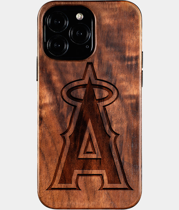 Custom Los Angeles Angels iPhone 16/16 Pro/16 Pro Max/16 Plus Case - Wood Angels Cover - Eco-friendly Los Angeles Angels iPhone 16 Case - Carved Wood Custom Los Angeles Angels Gift For Him - Monogrammed Personalized iPhone 16 Cover By Engraved In Nature