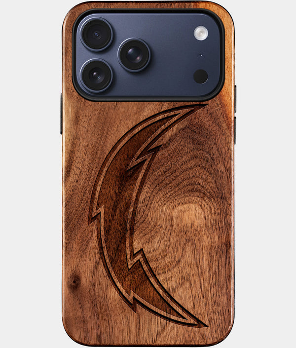 Custom Los Angeles Chargers iPhone 17/17 Pro/17 Pro Max/17 Air Case - Wood Chargers Cover - Eco-friendly Los Angeles Chargers iPhone 17 Case - Carved Wood Custom Los Angeles Chargers Gift For Him - Monogrammed Personalized iPhone 17 Cover By Engraved In Nature