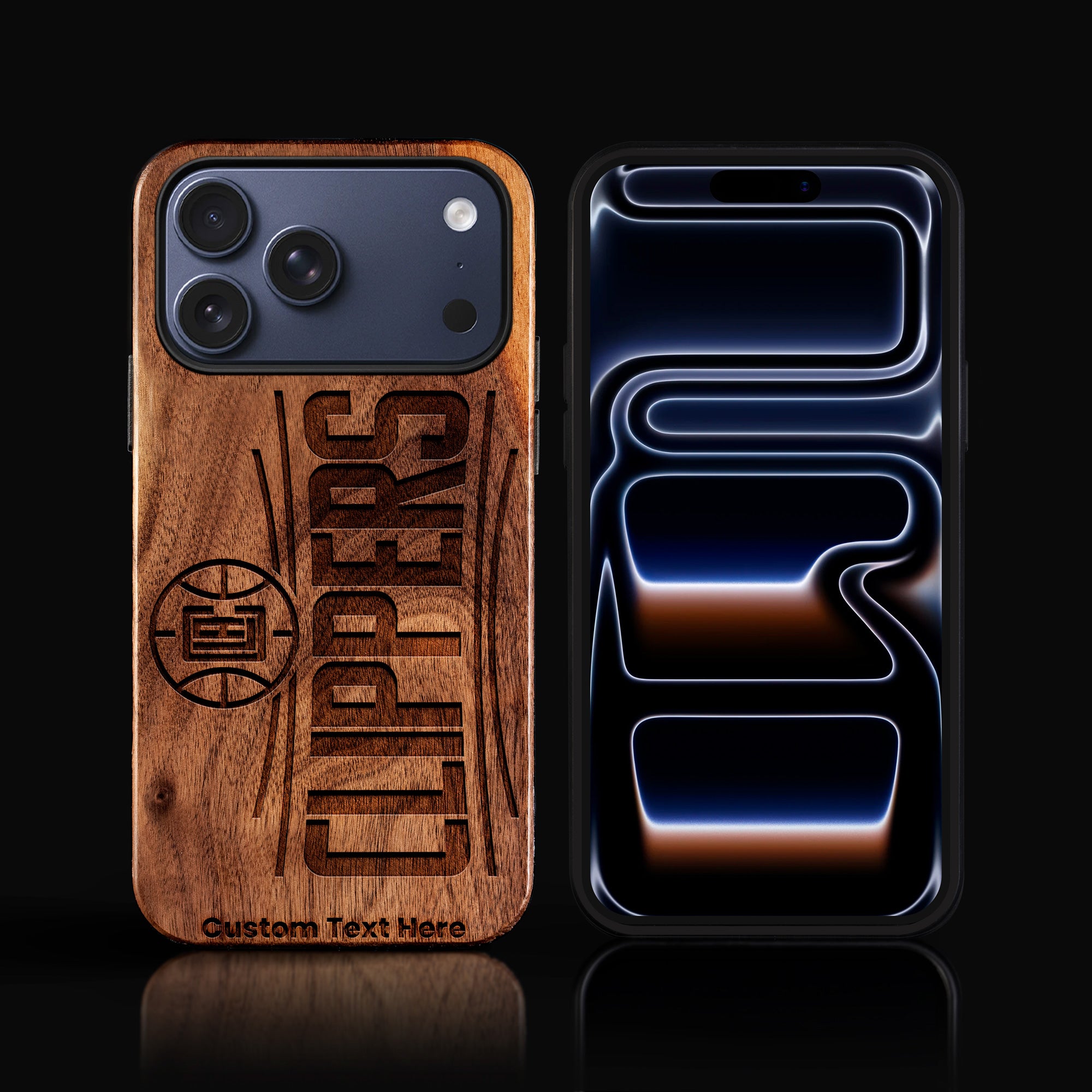 Custom Los Angeles Clippers iPhone 17/17 Pro/17 Pro Max/17 Air Case - Carved Wood Clippers Cover