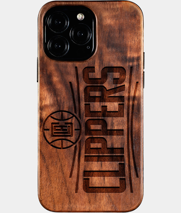 Custom Los Angeles Clippers iPhone 16/16 Pro/16 Pro Max/16 Plus Case - Wood Clippers Cover - Eco-friendly Los Angeles Clippers iPhone 16 Case - Carved Wood Custom Los Angeles Clippers Gift For Him - Monogrammed Personalized iPhone 16 Cover By Engraved In Nature
