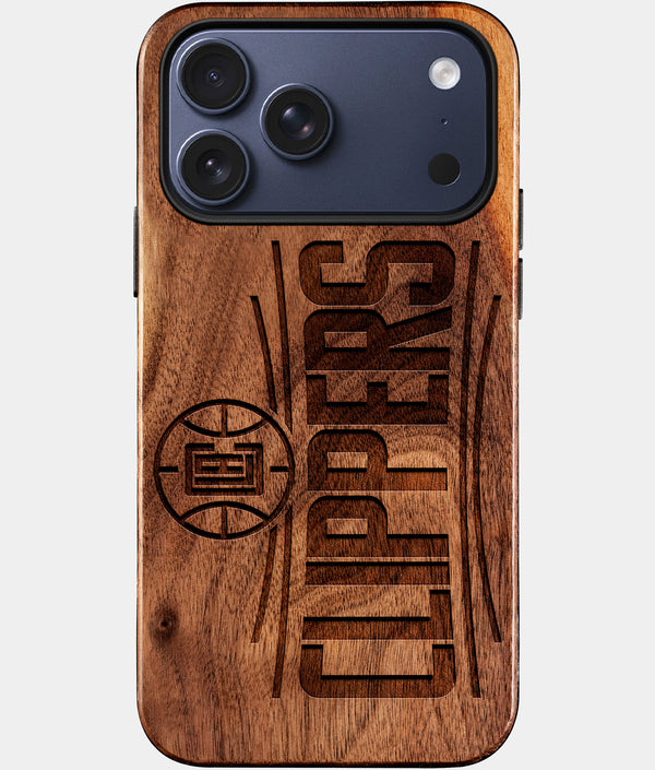 Custom Los Angeles Clippers iPhone 17/17 Pro/17 Pro Max/17 Air Case - Wood Clippers Cover - Eco-friendly Los Angeles Clippers iPhone 17 Case - Carved Wood Custom Los Angeles Clippers Gift For Him - Monogrammed Personalized iPhone 17 Cover By Engraved In Nature