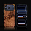 Custom Los Angeles Dodgers iPhone 17/17 Pro/17 Pro Max/17 Air Case - Carved Wood Dodgers Cover