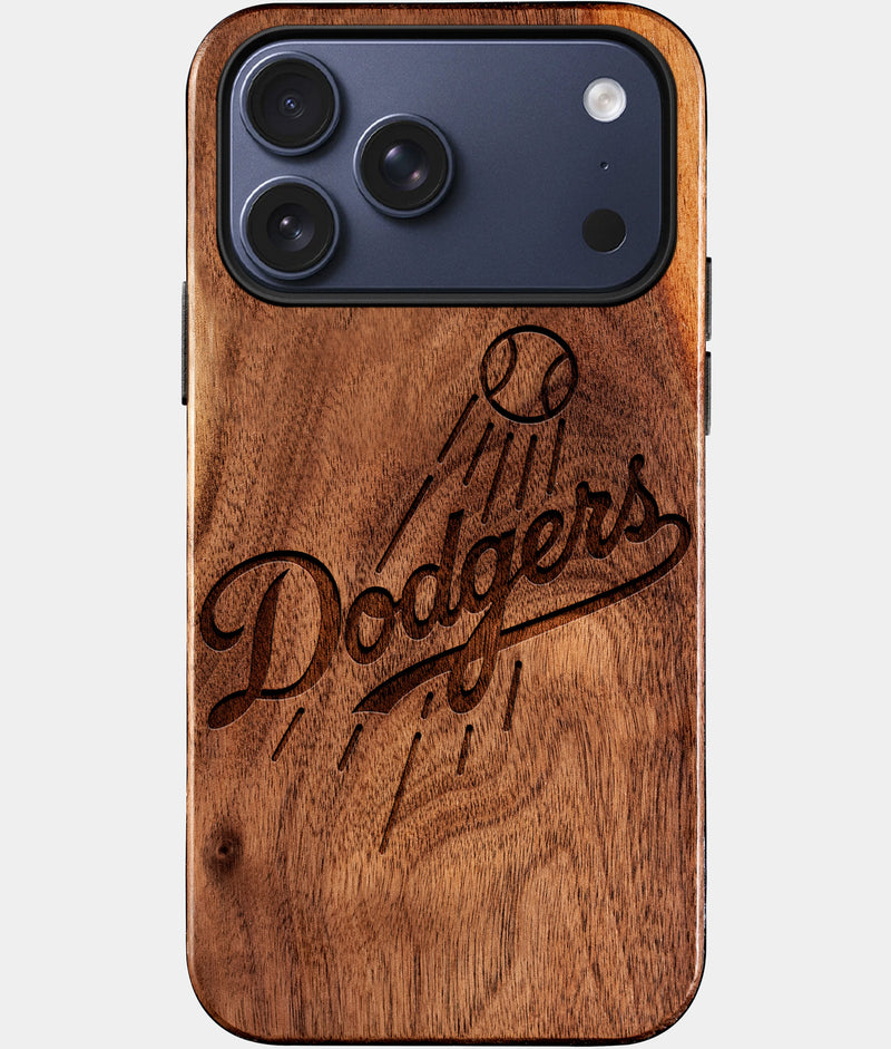 Eco-friendly Los Angeles Dodgers iPhone 17 Pro Case - Carved Wood Custom Los Angeles Dodgers Gift For Him - Monogrammed Personalized iPhone 17 Pro Cover By Engraved In Nature