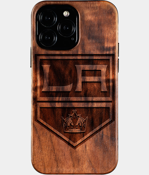 Custom Los Angeles Kings iPhone 16/16 Pro/16 Pro Max/16 Plus Case - Wood Kings Cover - Eco-friendly Los Angeles Kings iPhone 16 Case - Carved Wood Custom Los Angeles Kings Gift For Him - Monogrammed Personalized iPhone 16 Cover By Engraved In Nature