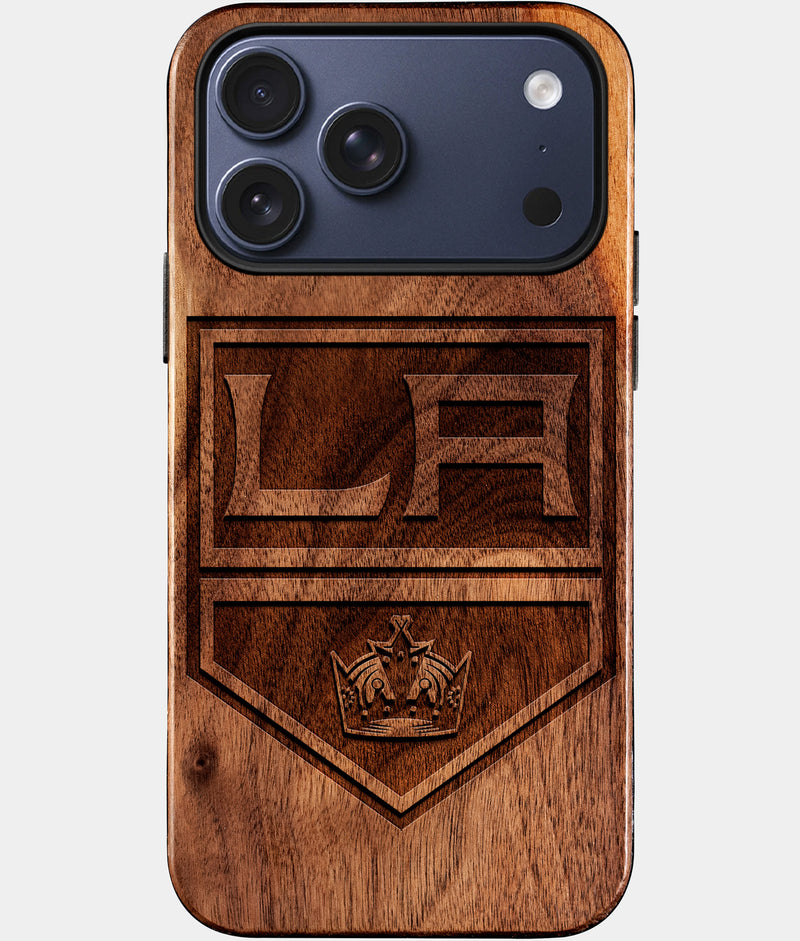 Eco-friendly Los Angeles Kings iPhone 17 Pro Max Case - Carved Wood Custom Los Angeles Kings Gift For Him - Monogrammed Personalized iPhone 17 Pro Max Cover By Engraved In Nature