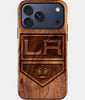 Eco-friendly Los Angeles Kings iPhone 17 Pro Max Case - Carved Wood Custom Los Angeles Kings Gift For Him - Monogrammed Personalized iPhone 17 Pro Max Cover By Engraved In Nature