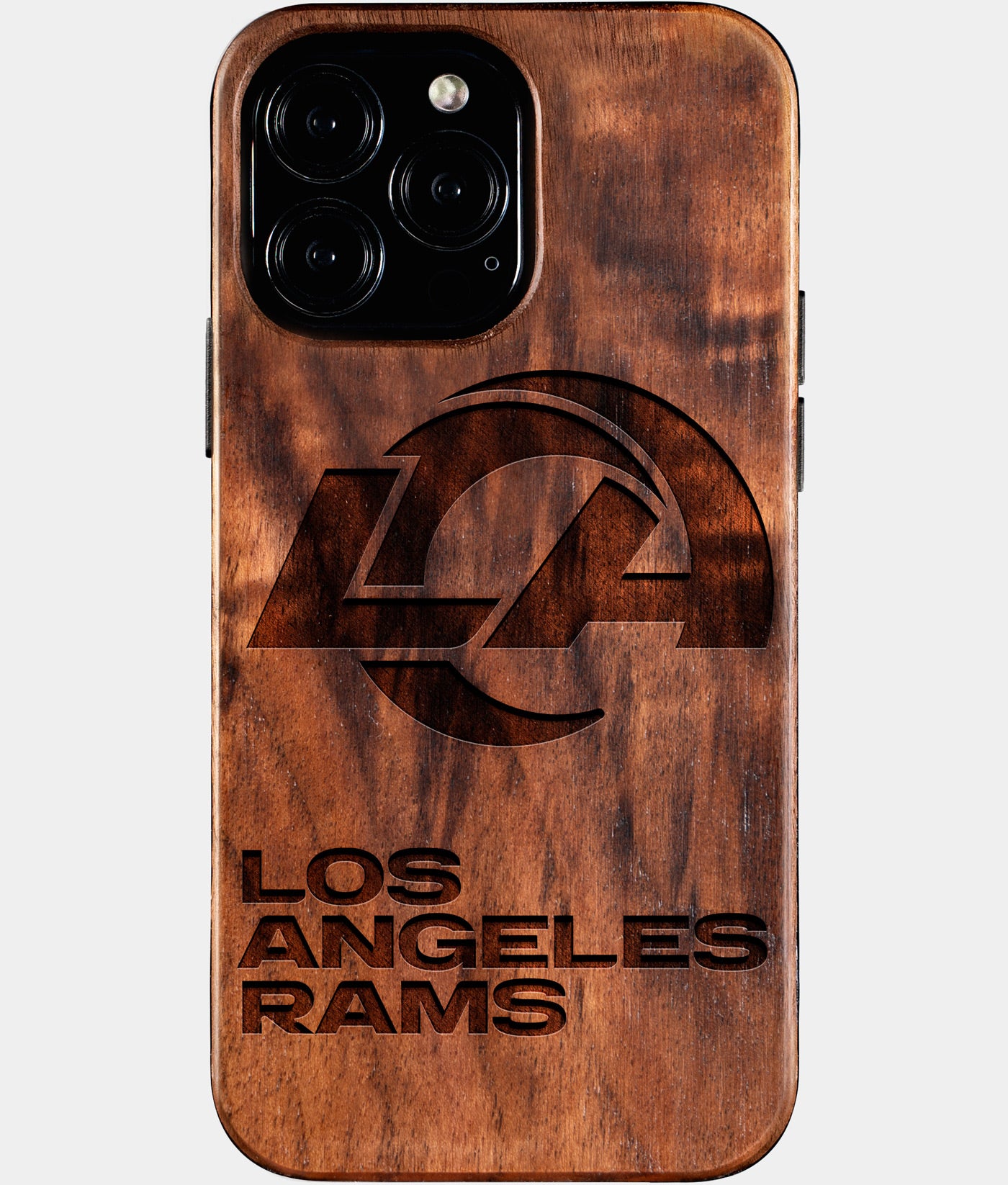 Custom Los Angeles Rams iPhone 16/16 Pro/16 Pro Max/16 Plus Case - Wood Rams Cover - Eco-friendly Los Angeles Rams iPhone 16 Case - Carved Wood Custom Los Angeles Rams Gift For Him - Monogrammed Personalized iPhone 16 Cover By Engraved In Nature