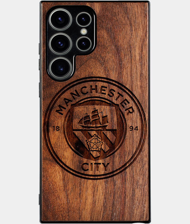 Best Wood Manchester City F.C. Samsung Galaxy S25 Ultra Case - Custom Engraved Cover - Engraved In Nature