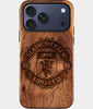 Eco-friendly Manchester United FC iPhone 17 Pro Case - Carved Wood Custom Manchester United FC Gift For Him - Monogrammed Personalized iPhone 17 Pro Cover By Engraved In Nature