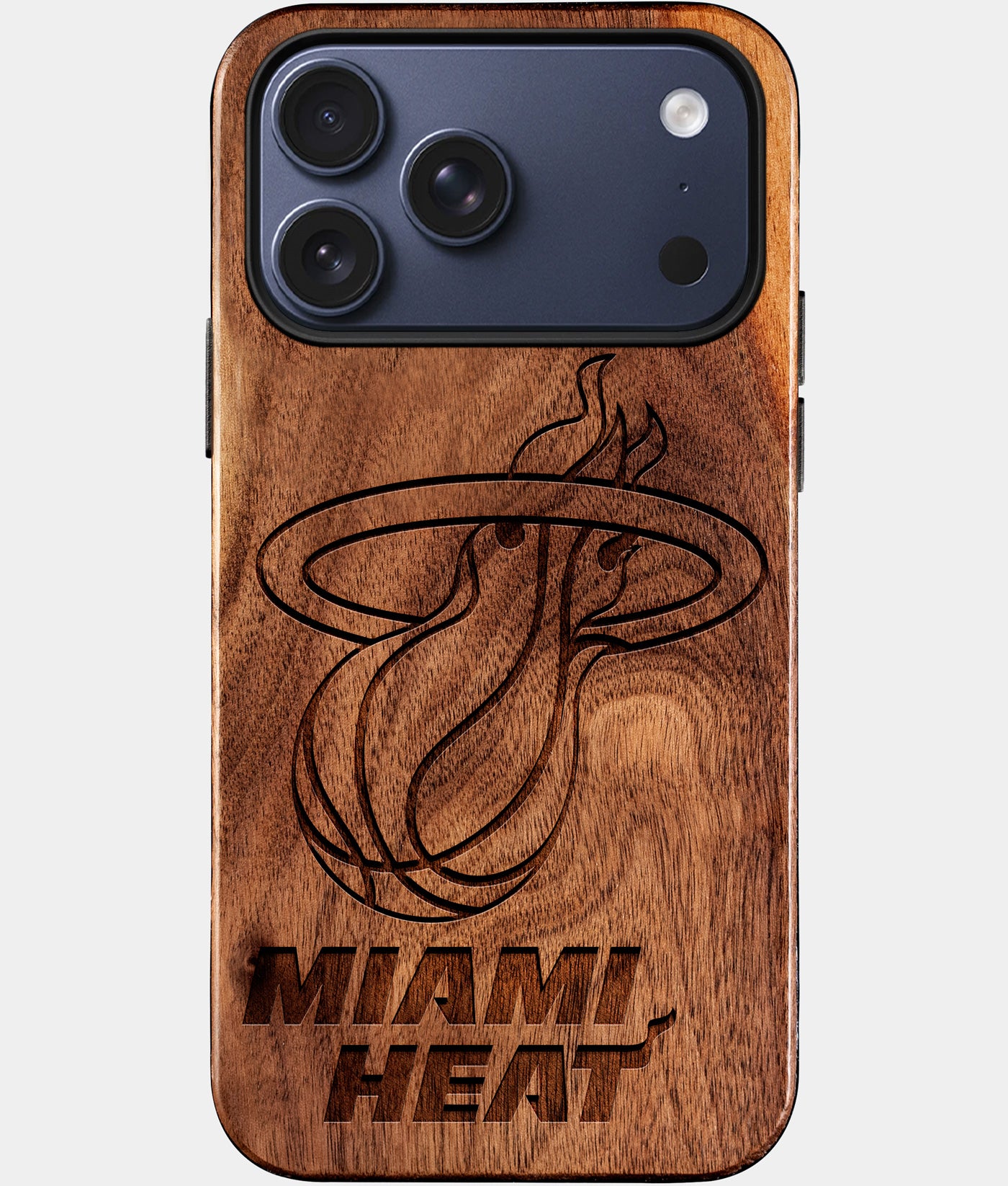 Eco-friendly Miami Heat iPhone 17 Pro Max Case - Carved Wood Custom Miami Heat Gift For Him - Monogrammed Personalized iPhone 17 Pro Max Cover By Engraved In Nature