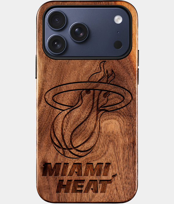 Custom Miami Heat iPhone 17/17 Pro/17 Pro Max/17 Air Case - Wood Heat Cover - Eco-friendly Miami Heat iPhone 17 Case - Carved Wood Custom Miami Heat Gift For Him - Monogrammed Personalized iPhone 17 Cover By Engraved In Nature