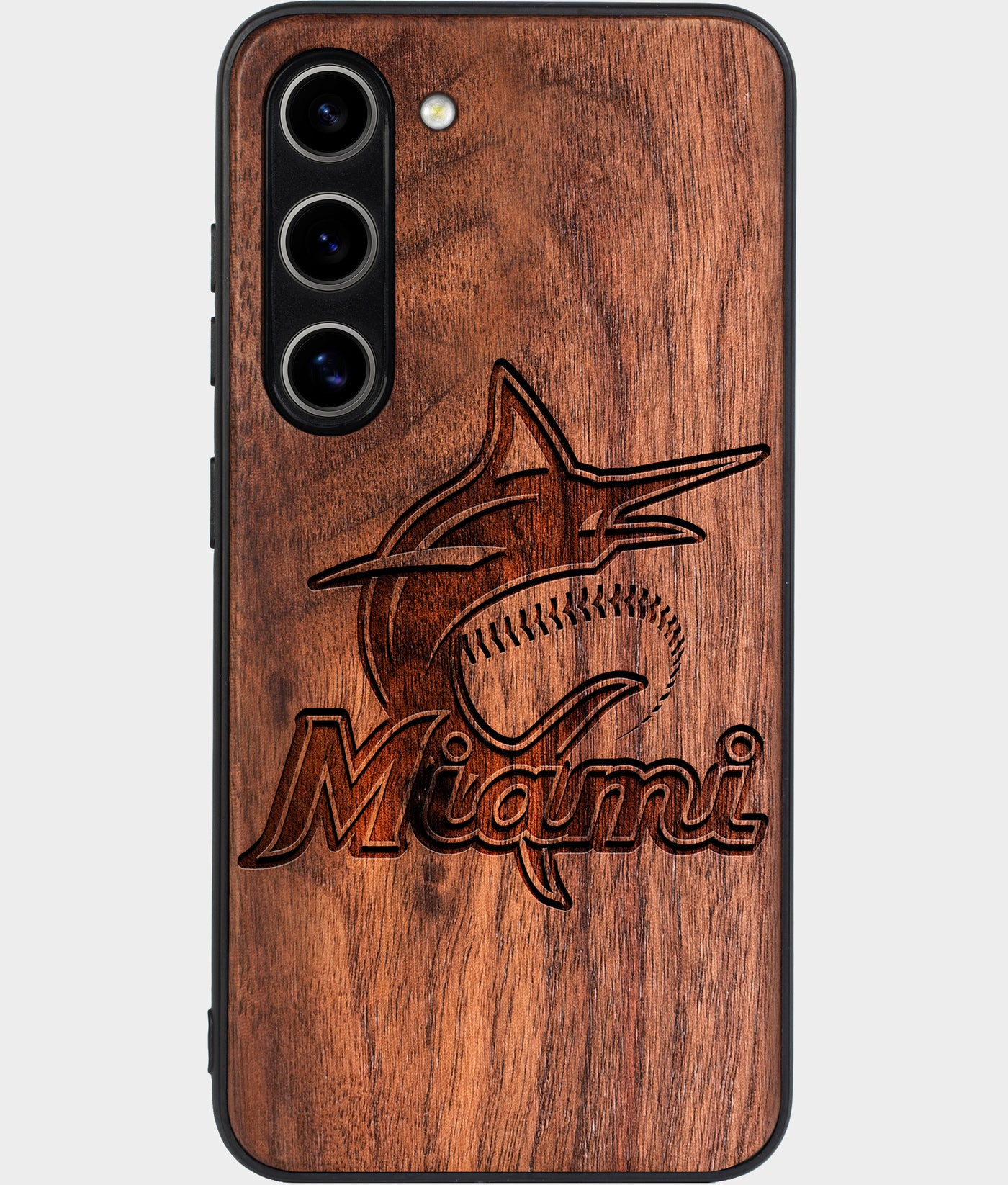 Best Wood Miami Marlins Galaxy S25 Case - Custom Engraved Cover - Engraved In Nature