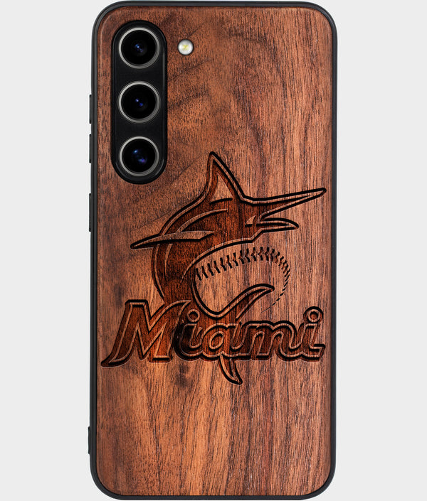 Best Wood Miami Marlins Galaxy S25 Case - Custom Engraved Cover - Engraved In Nature