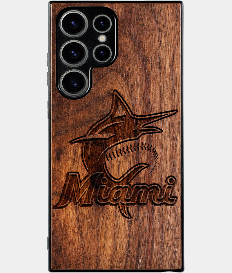 Best Wood Miami Marlins Samsung Galaxy S25 Ultra Case - Custom Engraved Cover - Engraved In Nature