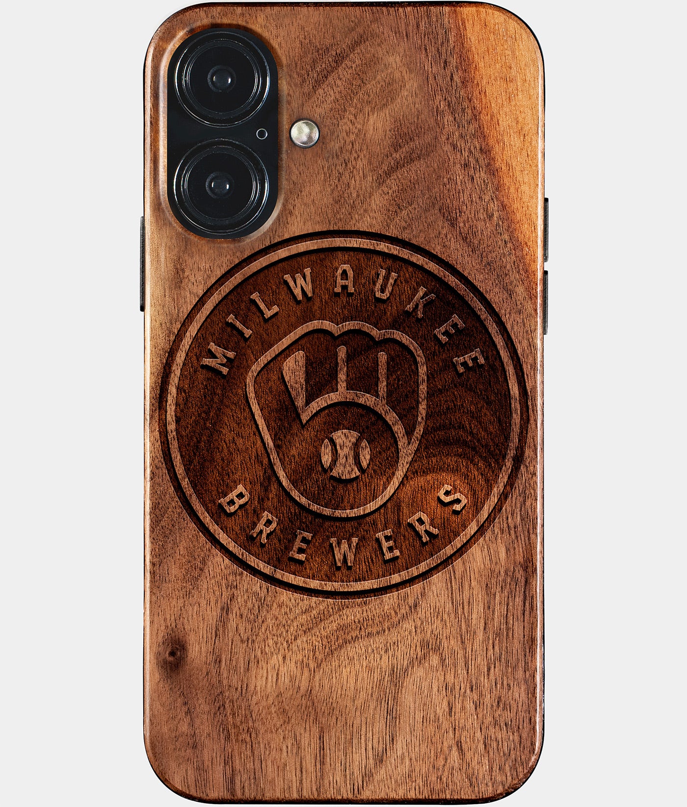 Eco-friendly Milwaukee Brewers iPhone 17 Case - Carved Wood Custom Milwaukee Brewers Gift For Him - Monogrammed Personalized iPhone 17 Cover By Engraved In Nature