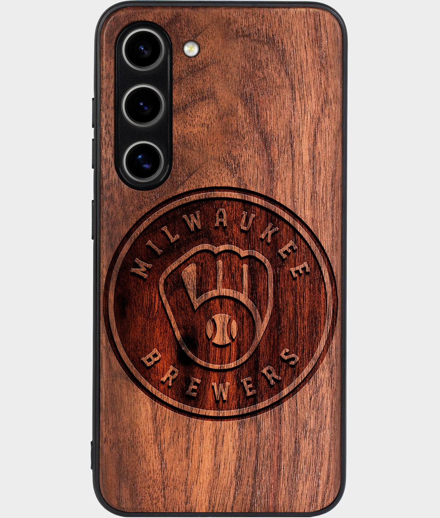 Best Wood Milwaukee Brewers Samsung Galaxy S25 Plus Case - Custom Engraved Cover - Engraved In Nature