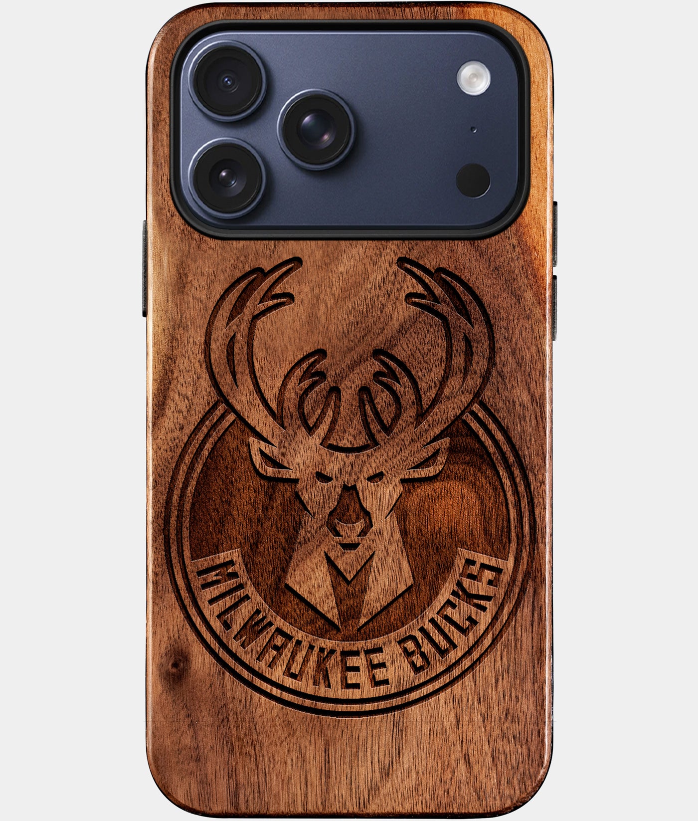 Eco-friendly Milwaukee Bucks iPhone 17 Pro Case - Carved Wood Custom Milwaukee Bucks Gift For Him - Monogrammed Personalized iPhone 17 Pro Cover By Engraved In Nature