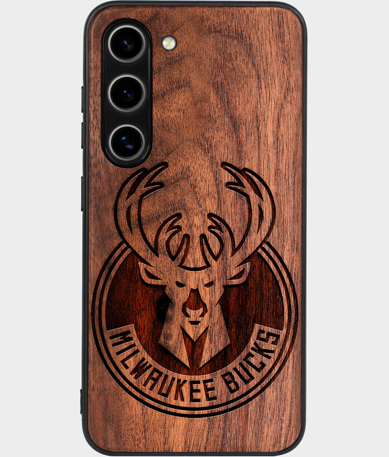 Best Wood Milwaukee Bucks Samsung Galaxy S25 Plus Case - Custom Engraved Cover - Engraved In Nature