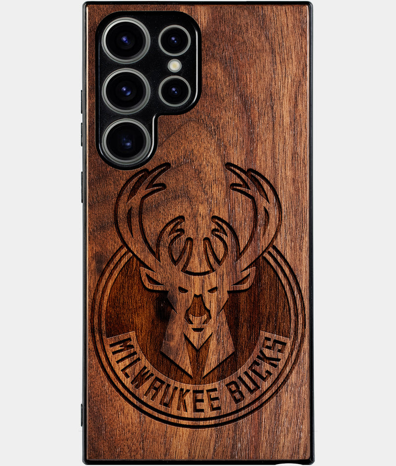 Best Wood Milwaukee Bucks Samsung Galaxy S25 Ultra Case - Custom Engraved Cover - Engraved In Nature