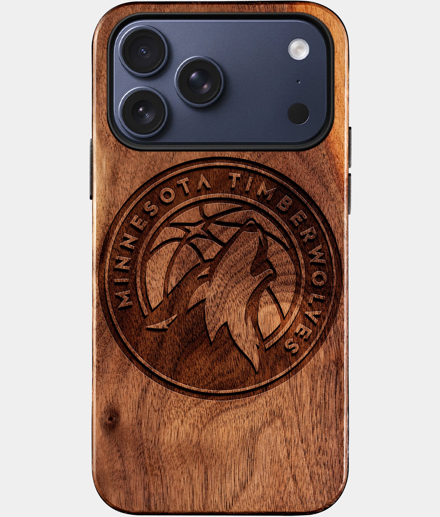 Eco-friendly Minnesota Timberwolves iPhone 17 Pro Max Case - Carved Wood Custom Minnesota Timberwolves Gift For Him - Monogrammed Personalized iPhone 17 Pro Max Cover By Engraved In Nature
