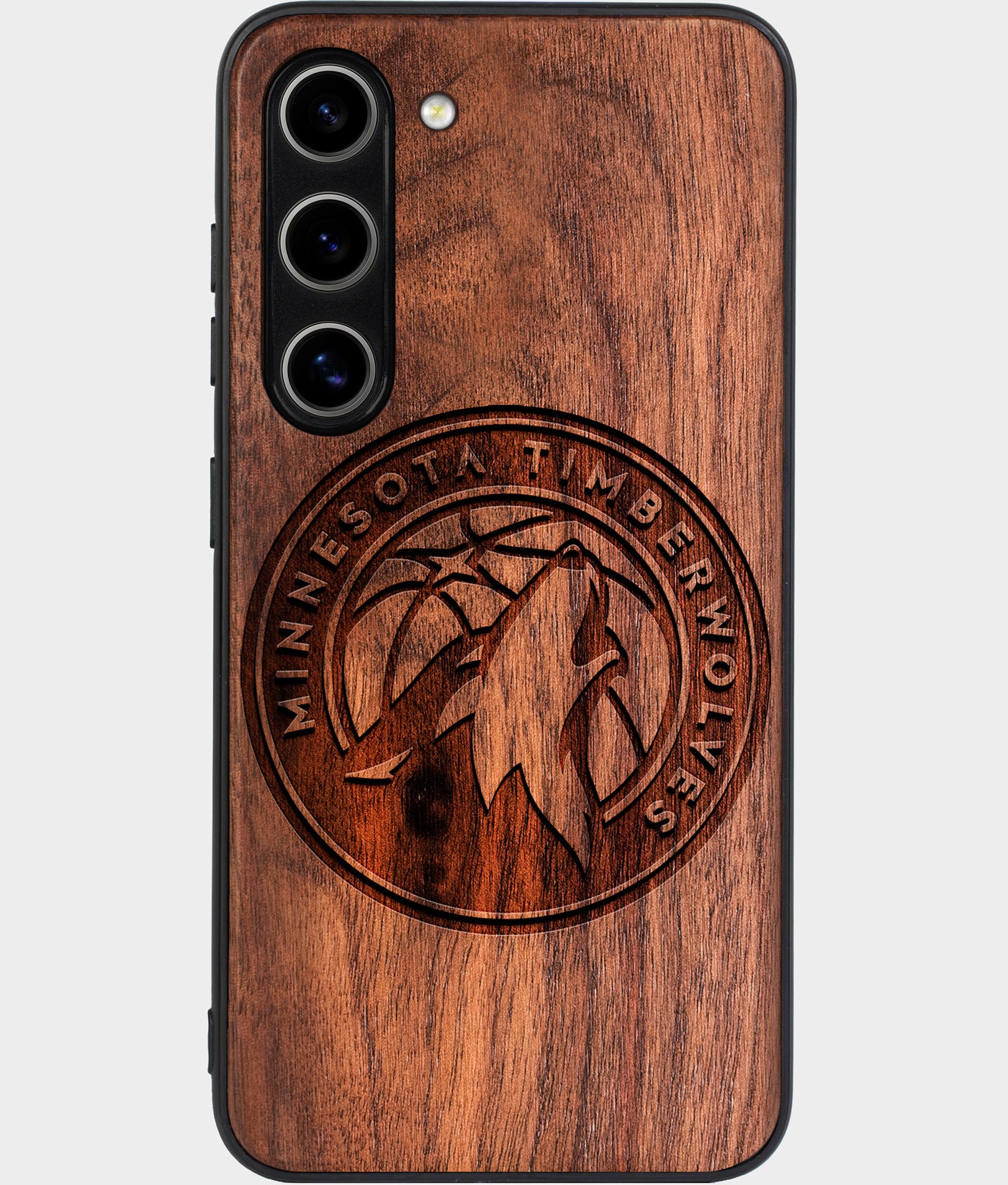 Best Wood Minnesota Timberwolves Samsung Galaxy S25 Plus Case - Custom Engraved Cover - Engraved In Nature