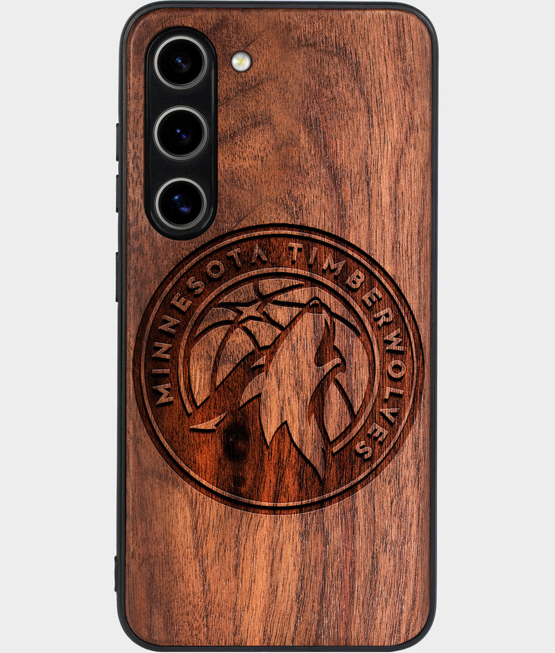 Best Wood Minnesota Timberwolves Samsung Galaxy S25 Plus Case - Custom Engraved Cover - Engraved In Nature