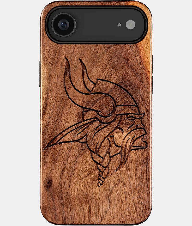 Eco-friendly Minnesota Vikings iPhone 17 Air Case - Carved Wood Custom Minnesota Vikings Gift For Him - Monogrammed Personalized iPhone 17 Air Cover By Engraved In Nature