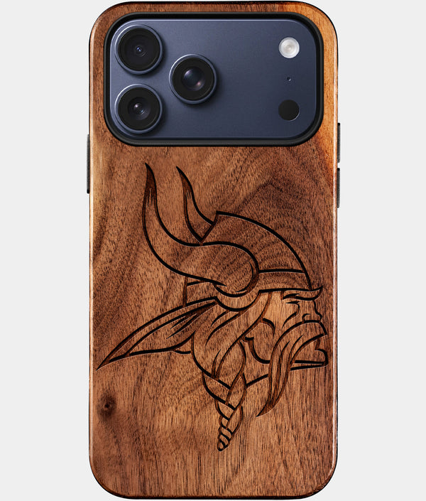 Custom Minnesota Vikings iPhone 17/17 Pro/17 Pro Max/17 Air Case - Wood Vikings Cover - Eco-friendly Minnesota Vikings iPhone 17 Case - Carved Wood Custom Minnesota Vikings Gift For Him - Monogrammed Personalized iPhone 17 Cover By Engraved In Nature