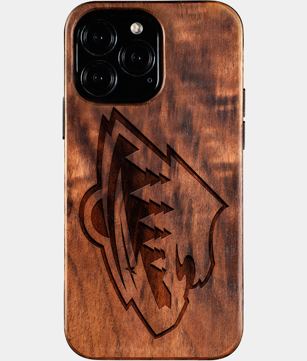 Custom Minnesota Wild iPhone 16/16 Pro/16 Pro Max/16 Plus Case - Wood Wild Cover - Eco-friendly Minnesota Wild iPhone 16 Case - Carved Wood Custom Minnesota Wild Gift For Him - Monogrammed Personalized iPhone 16 Cover By Engraved In Nature