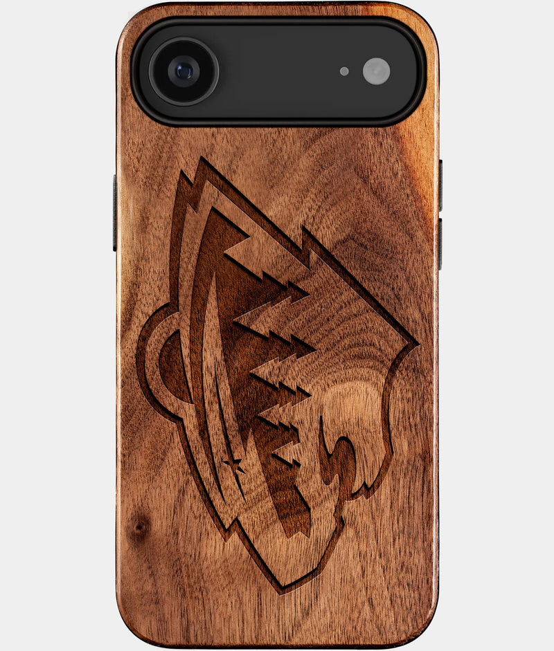 Eco-friendly Minnesota Wild iPhone 17 Air Case - Carved Wood Custom Minnesota Wild Gift For Him - Monogrammed Personalized iPhone 17 Air Cover By Engraved In Nature