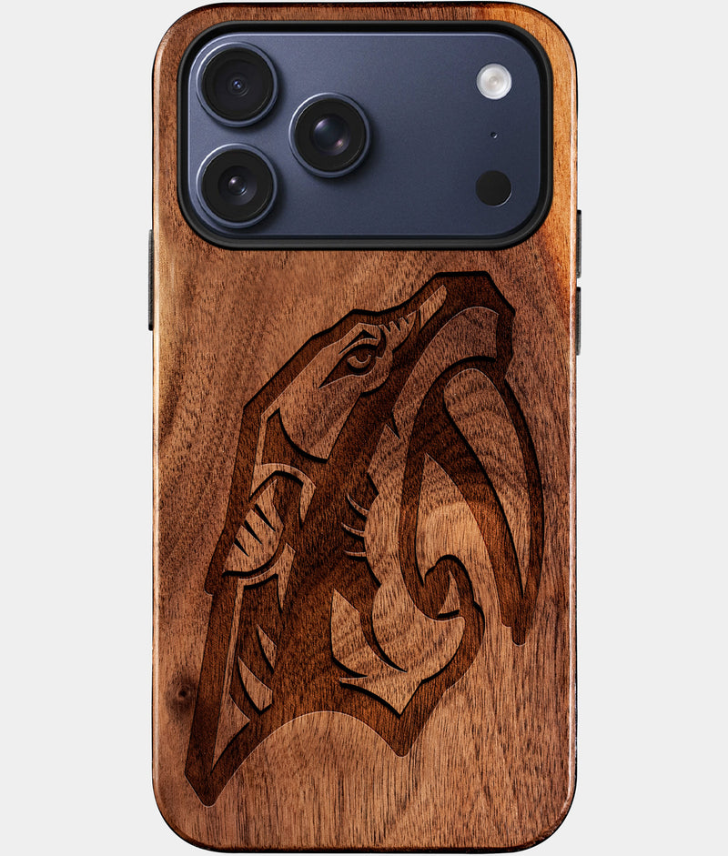 Eco-friendly Nashville Predators iPhone 17 Pro Max Case - Carved Wood Custom Nashville Predators Gift For Him - Monogrammed Personalized iPhone 17 Pro Max Cover By Engraved In Nature