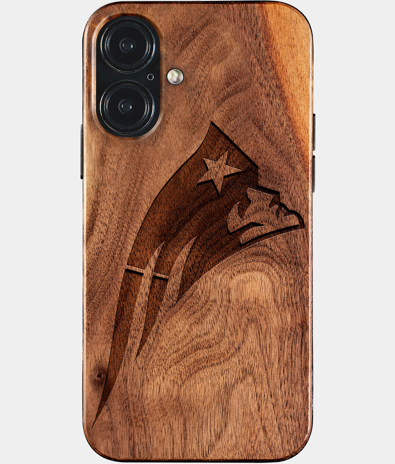 Eco-friendly New England Patriots iPhone 17 Case - Carved Wood Custom New England Patriots Gift For Him - Monogrammed Personalized iPhone 17 Cover By Engraved In Nature