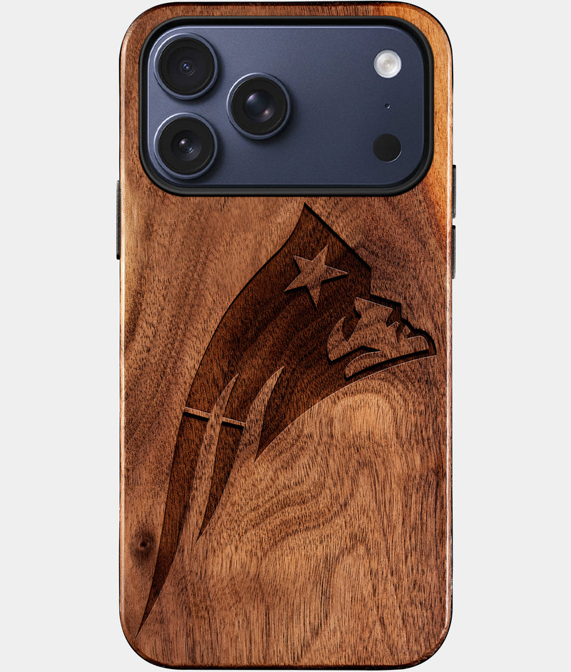 Custom New England Patriots iPhone 17/17 Pro/17 Pro Max/17 Air Case - Wood Patriots Cover - Eco-friendly New England Patriots iPhone 17 Case - Carved Wood Custom New England Patriots Gift For Him - Monogrammed Personalized iPhone 17 Cover By Engraved In Nature