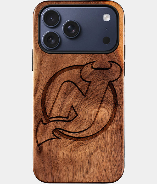 Custom New Jersey Devils iPhone 17/17 Pro/17 Pro Max/17 Air Case - Wood Devils Cover - Eco-friendly New Jersey Devils iPhone 17 Case - Carved Wood Custom New Jersey Devils Gift For Him - Monogrammed Personalized iPhone 17 Cover By Engraved In Nature