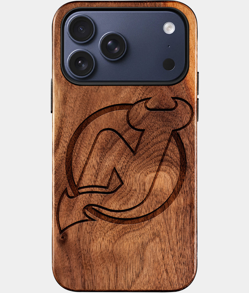 Custom New Jersey Devils iPhone 17/17 Pro/17 Pro Max/17 Air Case - Wood Devils Cover - Eco-friendly New Jersey Devils iPhone 17 Case - Carved Wood Custom New Jersey Devils Gift For Him - Monogrammed Personalized iPhone 17 Cover By Engraved In Nature