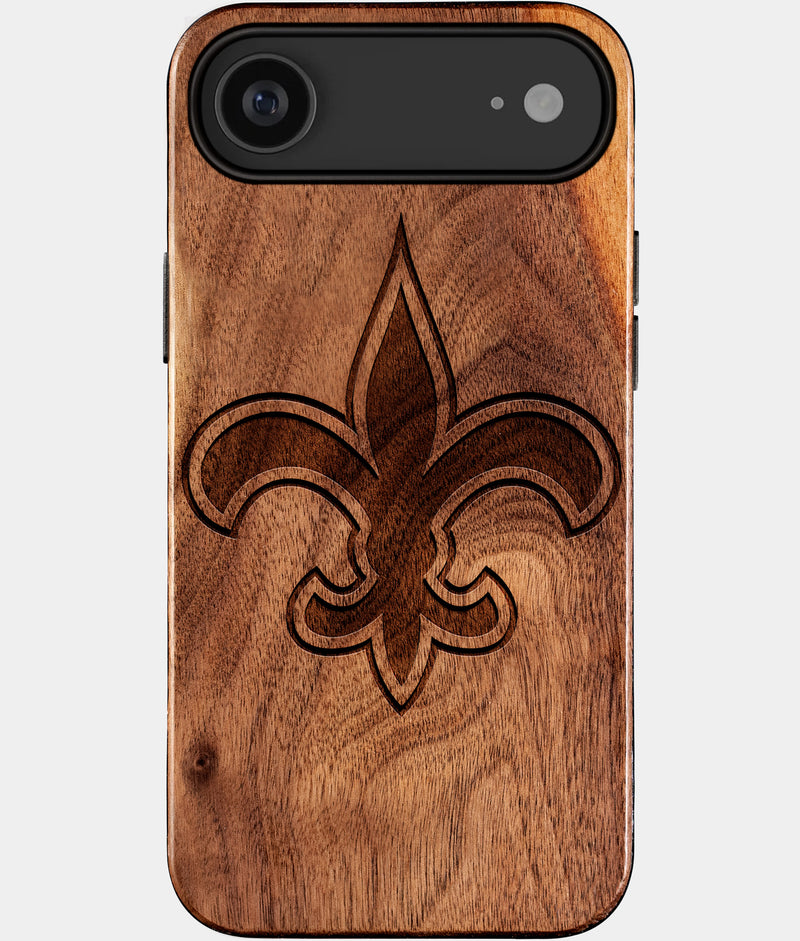 Eco-friendly New Orleans Saints iPhone 17 Air Case - Carved Wood Custom New Orleans Saints Gift For Him - Monogrammed Personalized iPhone 17 Air Cover By Engraved In Nature