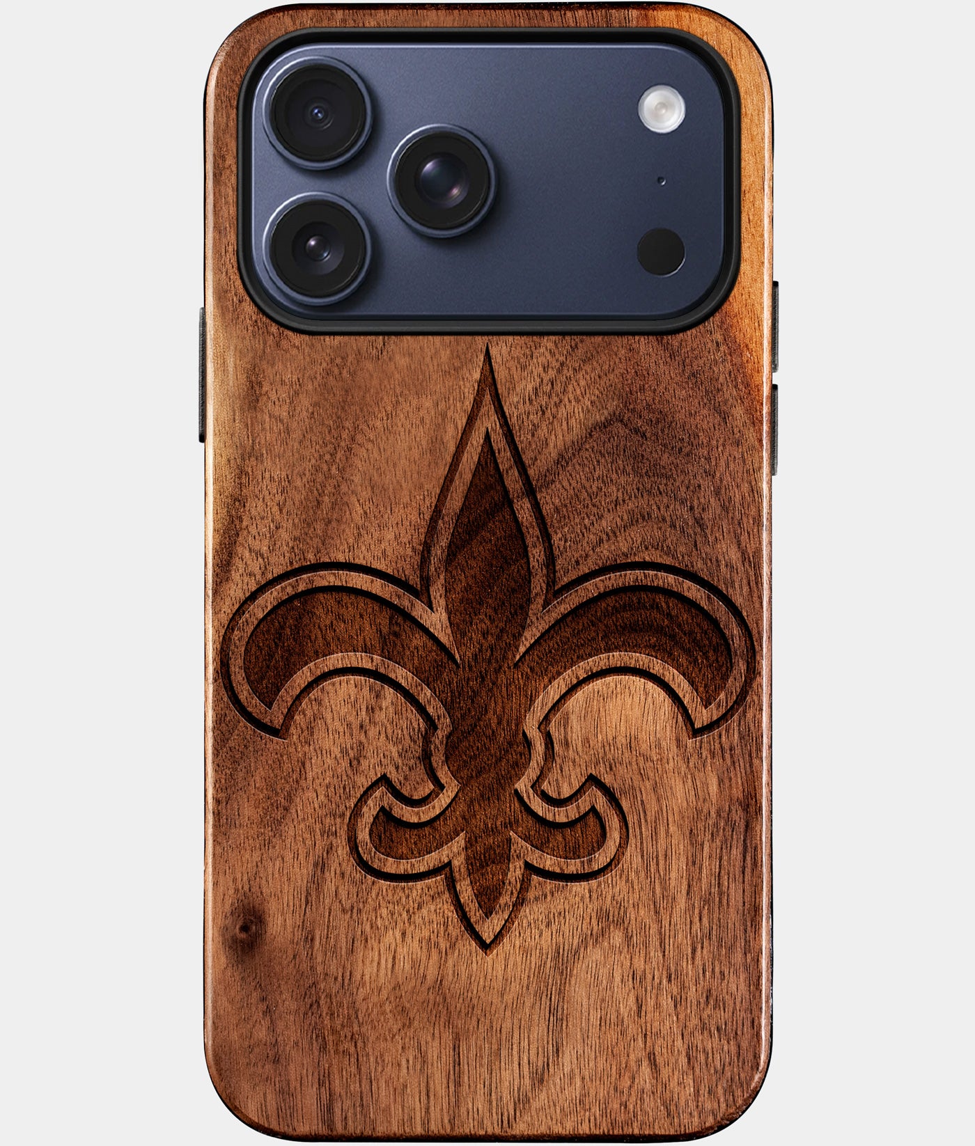 Eco-friendly New Orleans Saints iPhone 17 Pro Max Case - Carved Wood Custom New Orleans Saints Gift For Him - Monogrammed Personalized iPhone 17 Pro Max Cover By Engraved In Nature